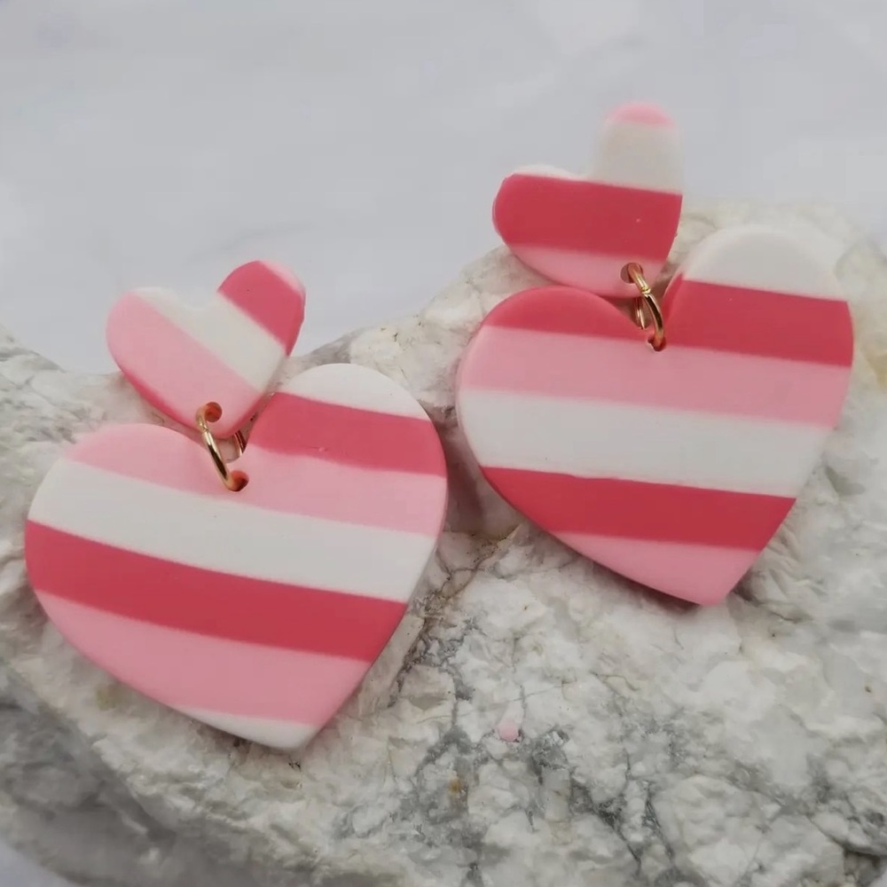 Striped Heart Earrings